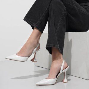 Amina Muaddi Holli sling 95 White Nappa Pumps | size 40